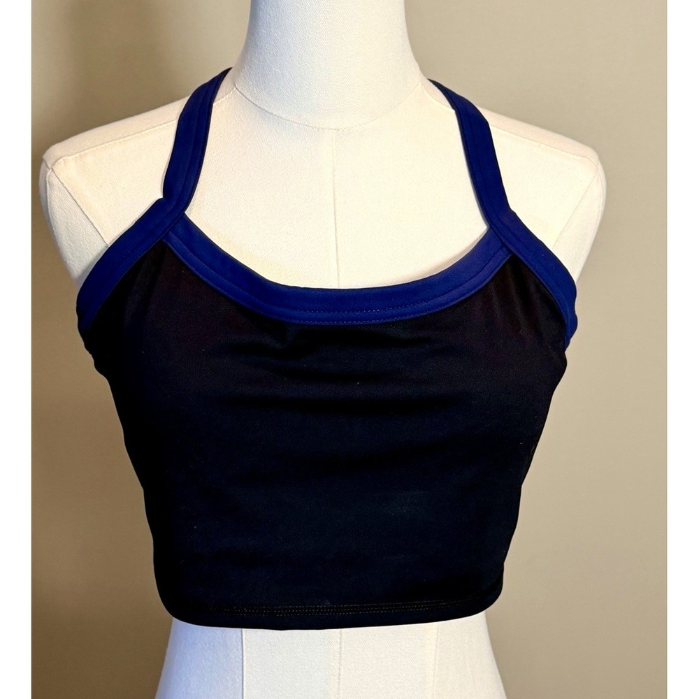 Comfrt Long Line Sports Bra XL Onyx Black Blue Racerback Wireless CT135 NEW